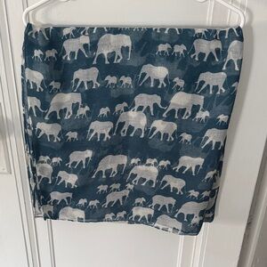 Amazon Blue and White Elephant Print Scarf